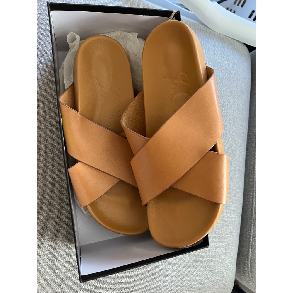 NWT J. Crew Marlow Soft Vachetta Wide Strap Leather Sandal 9.5